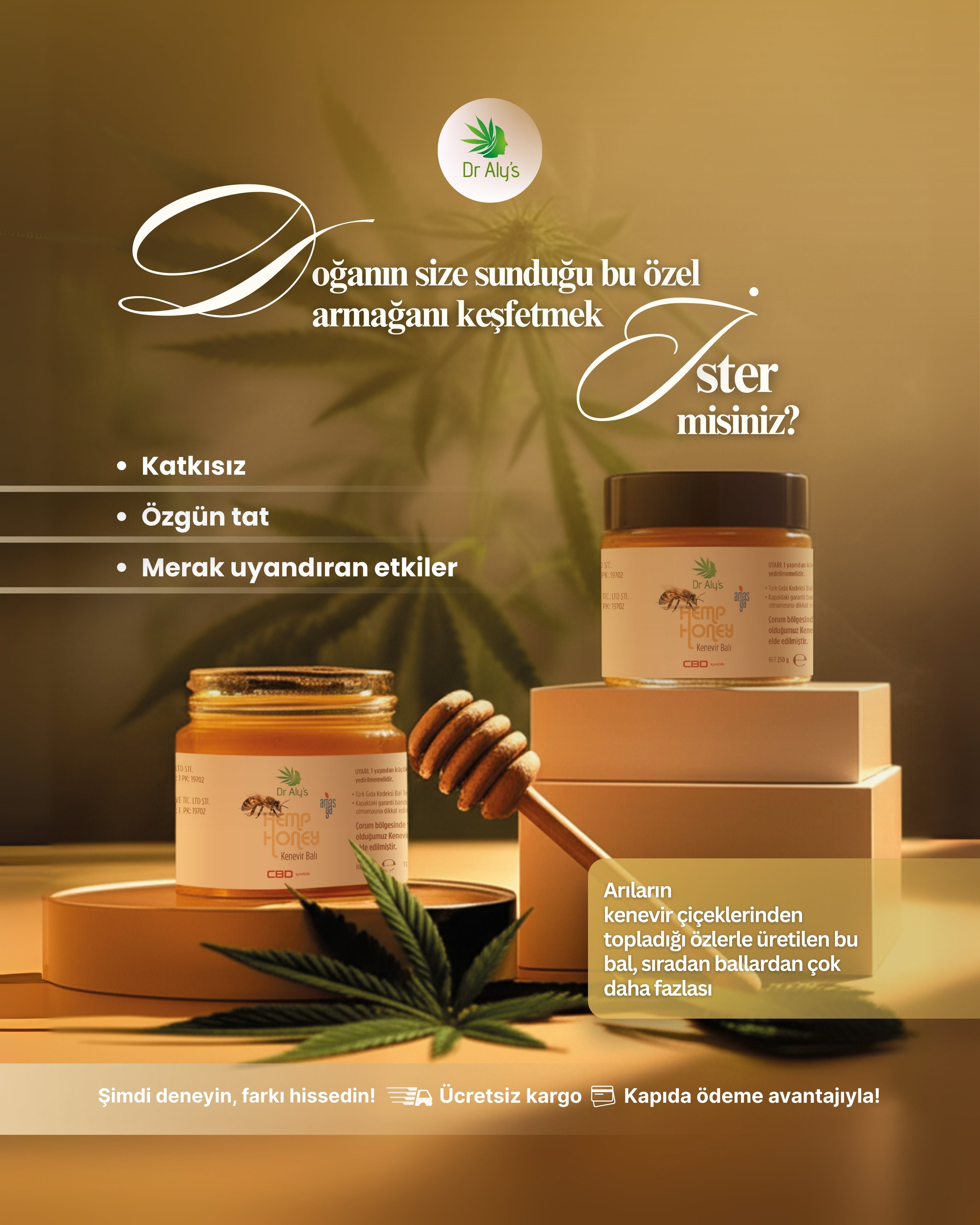 Organik Kenevir Balı 250 gr Uyku Düzenleyici Ağrı Giderici